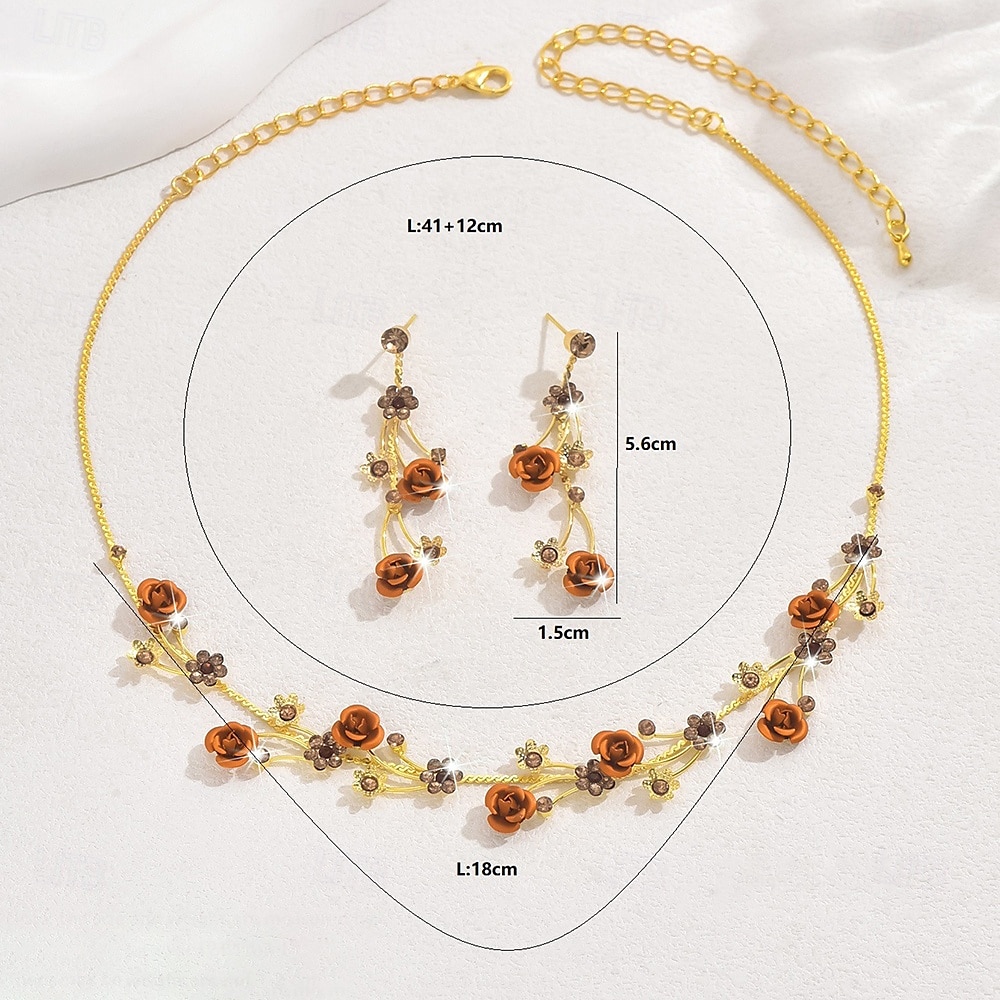 Sieradenset 3 stuks Legering Oorbellen Kettingen Dames Elegant Vintage Modieus meetkundig Bloemvorm Geometrische vorm Sieraden set Voor Bruiloft Feest Vuosipäivä 2025 - $20.99 –P1
