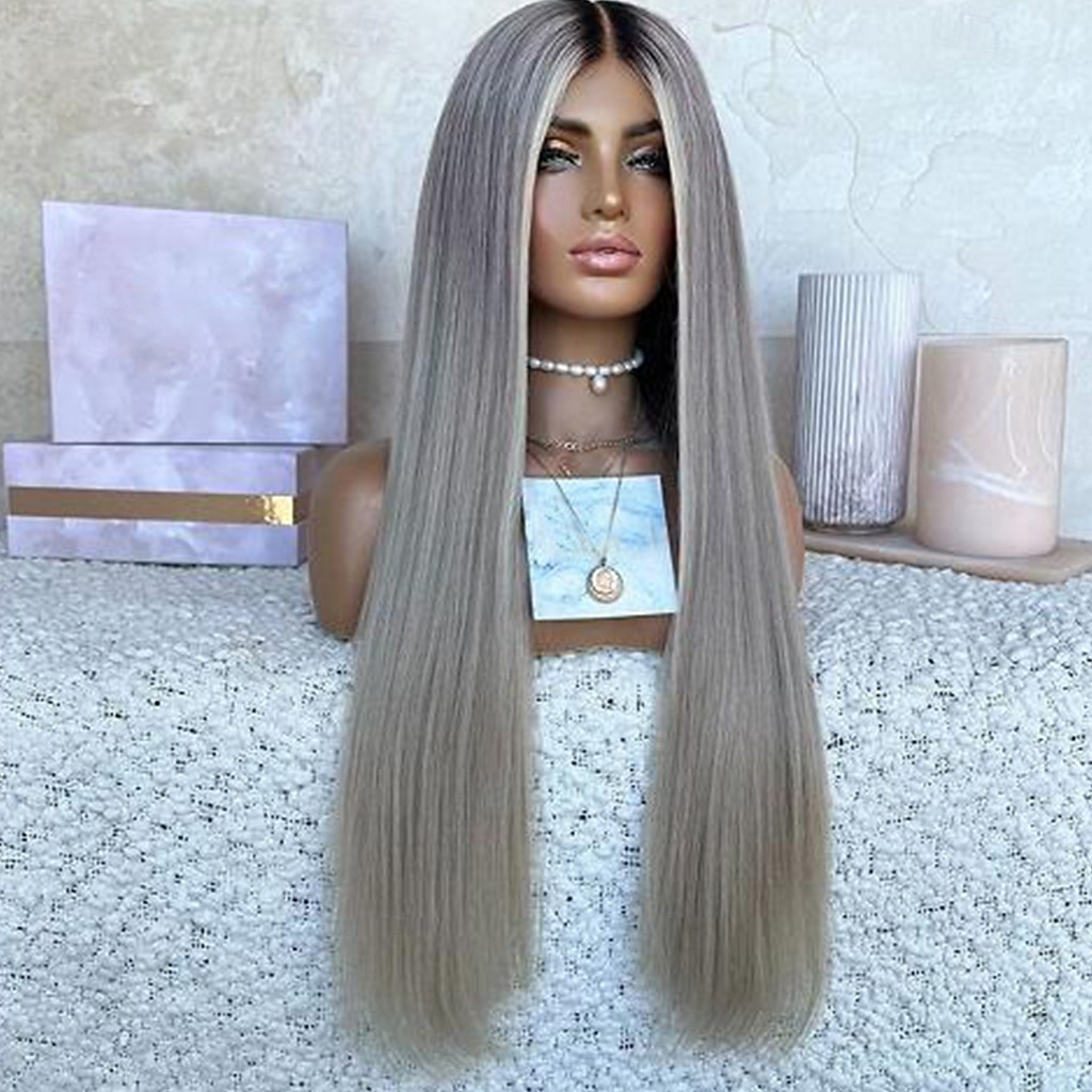 Păr uman Remy 13x4 Dantela Front Perucă Partea centrală Păr Brazilian Drept mătăsos Multi-Color Perucă 130% 150% Densitatea părului cu păr de păr Păr evidențiat / Balayage Linia naturală de păr Pentru 2026 - $216.79 –P2