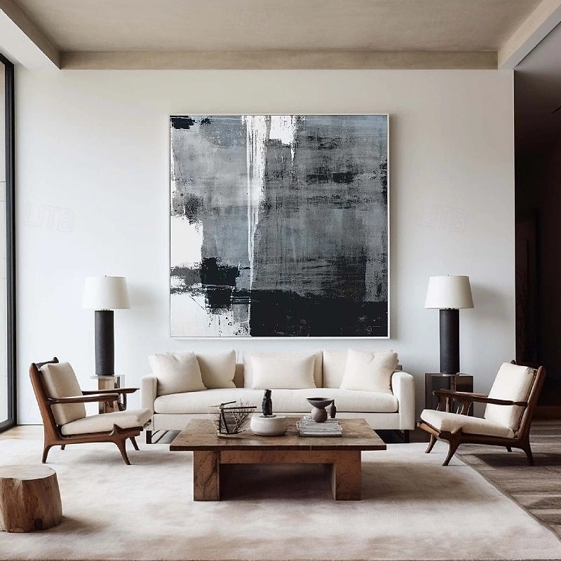 handgemachtes 3D-Ölgemälde in Schwarz auf Leinwand, groß, handgemalt, abstrakt, strukturiert, Palettenmesser, Boho-Ölgemälde, Wandkunst, individuelles zeitgenössisches minimalistisches Kunstwerk für 2025 - $116.99 –P7