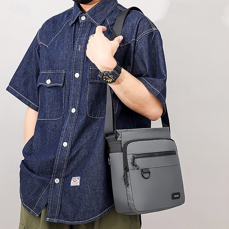 Pánská oxfordská látková crossbody messenger taška s několika kapsami na zip – lehká a voděodolná pro cestování a každodenní použití 2025 - $19.99 –P2