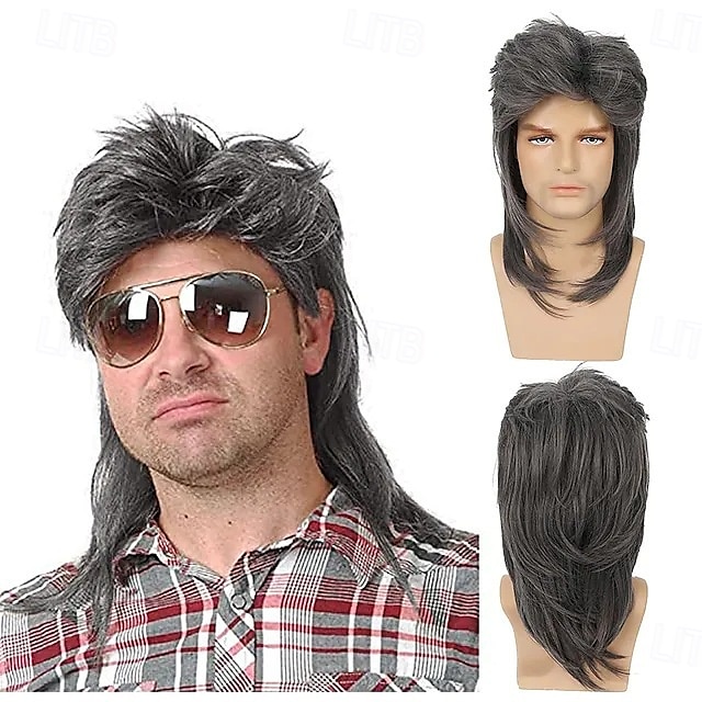 Mullet Wigs for Men, 80S Long Hair Curly Wig 70S Curly Disco Punk Rock Ginger Wig for Carnival Cosplay Party 2025 - $17.49 –P8