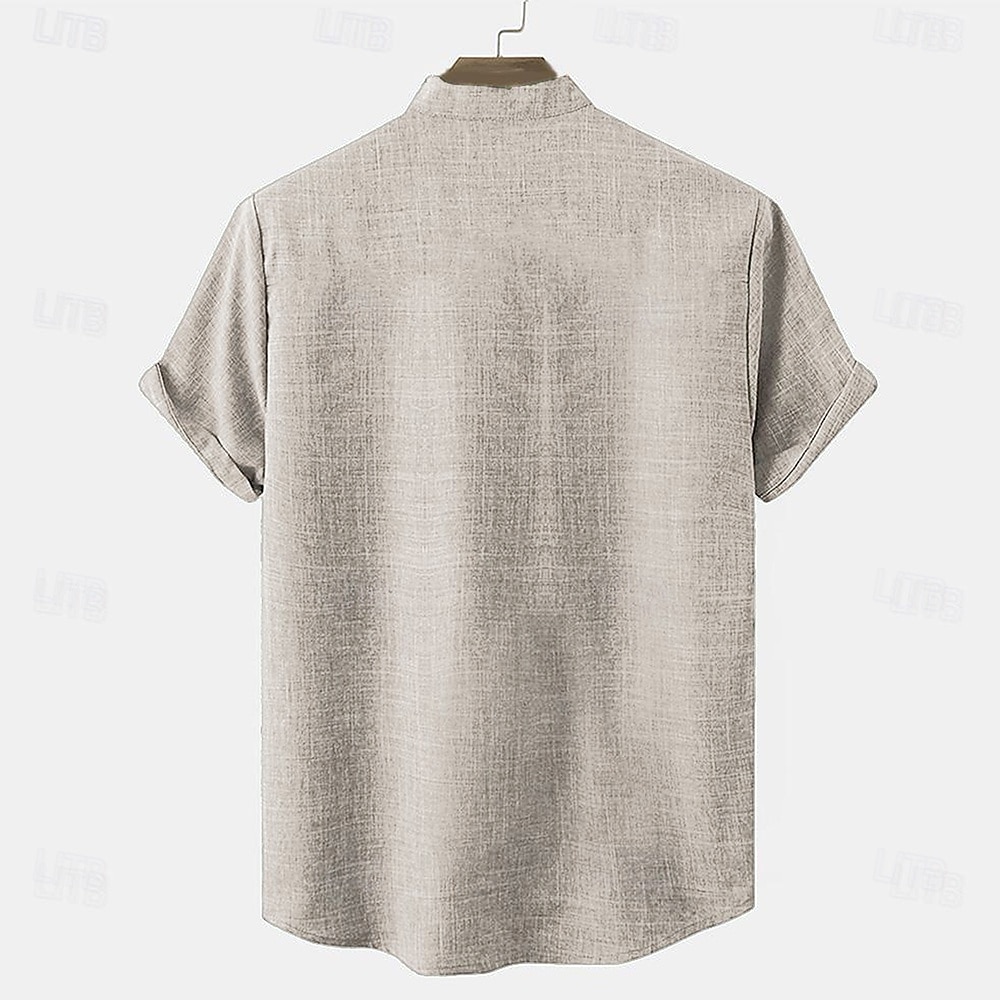Bărbați cămașă de in Cămașă Henley cămăși retro Cămașă de epocă Cămașă etnică Έθνικ Vacanță Zilnice Trifoi Kaki Gri Manșon scurt Guler mandarin Vară Primăvară Îmbrăcăminte Nasturi 2025 - RON 138.99 –P2