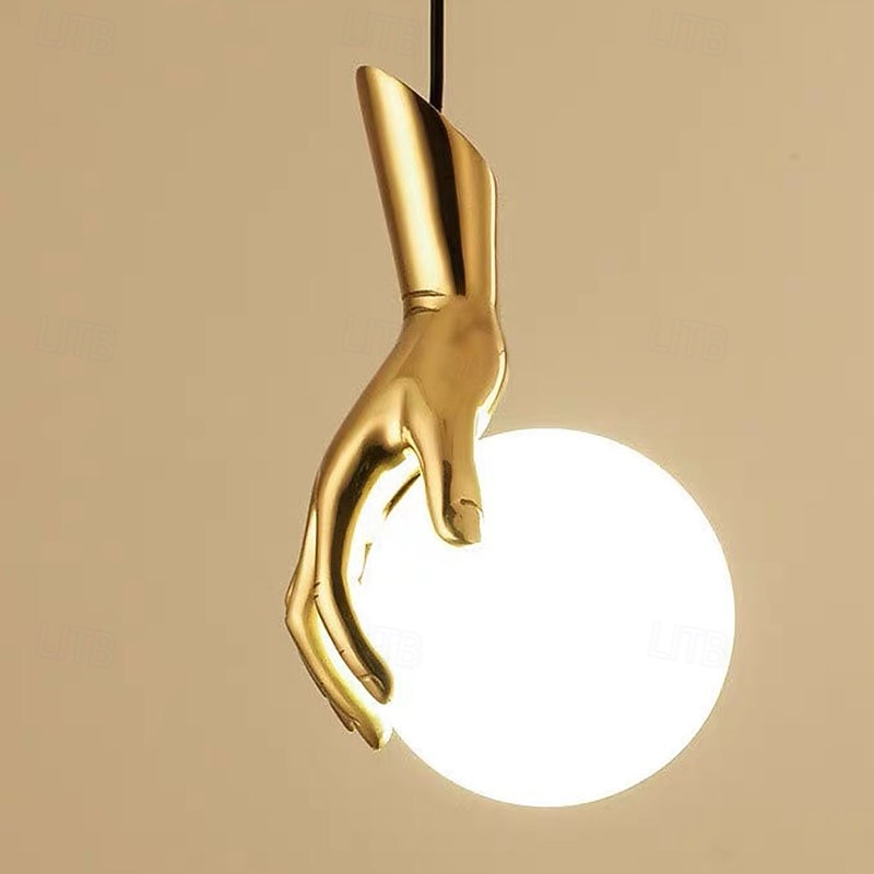 LED Pendant Light Warm White 15cm 1-Light Creative Luxury White Glass Shade Globe Golden Hand G4 Modern Pendant Lantern Design for Bedroom Dining Room 110-240V 2026 - $189.99 –P6