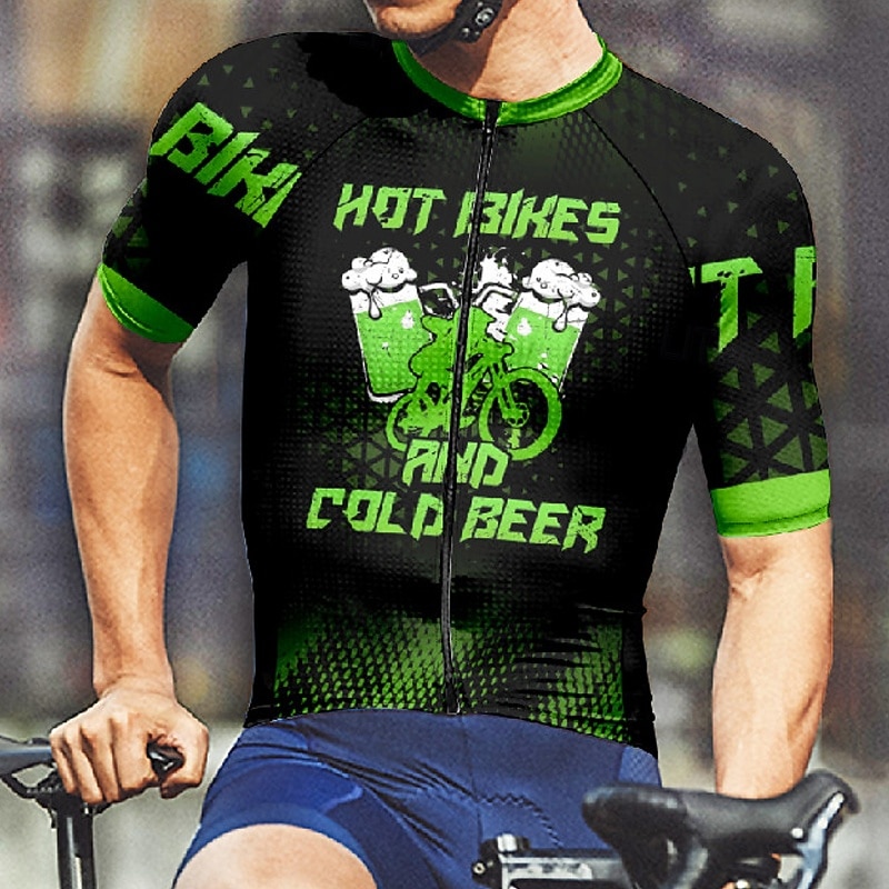 Men's Cycling Jersey Letter & Number Beer Short Sleeve Bike Tee Tshirt Jersey with 3 Rear Pockets Mountain Bike MTB Quick Dry Anatomic Design Wicking Breathable Sports Yellow Red Blue Clothing Apparel 2026 - $30.99 –P11