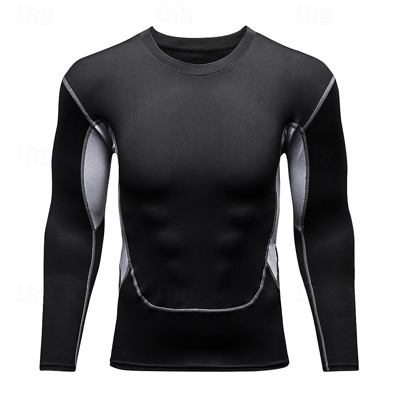 Homens Camisetas Compressão Camisa Atlético camisa de ginástica Camisa Fitness Patchwork Manga Longa Camiseta Casual Roupa Esportiva Outono Respirável Secagem Rápida Alta elasticidade Treino de de 2025 por $12.99 –P4