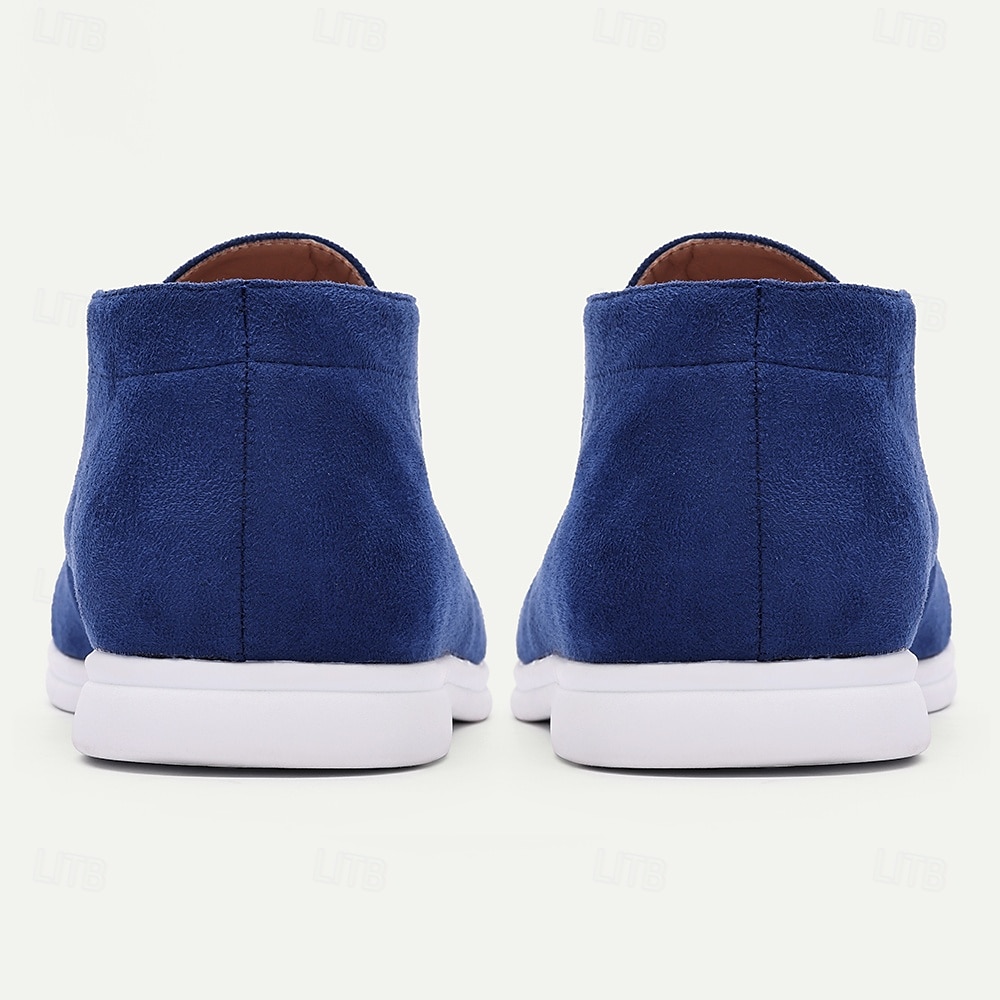 mocassini slip-on da uomo in finta pelle scamosciata grigia, scarpe casual minimaliste con suola bianca - calzature versatili e comode per l'uso quotidiano del 2025 a $64.99 –P2