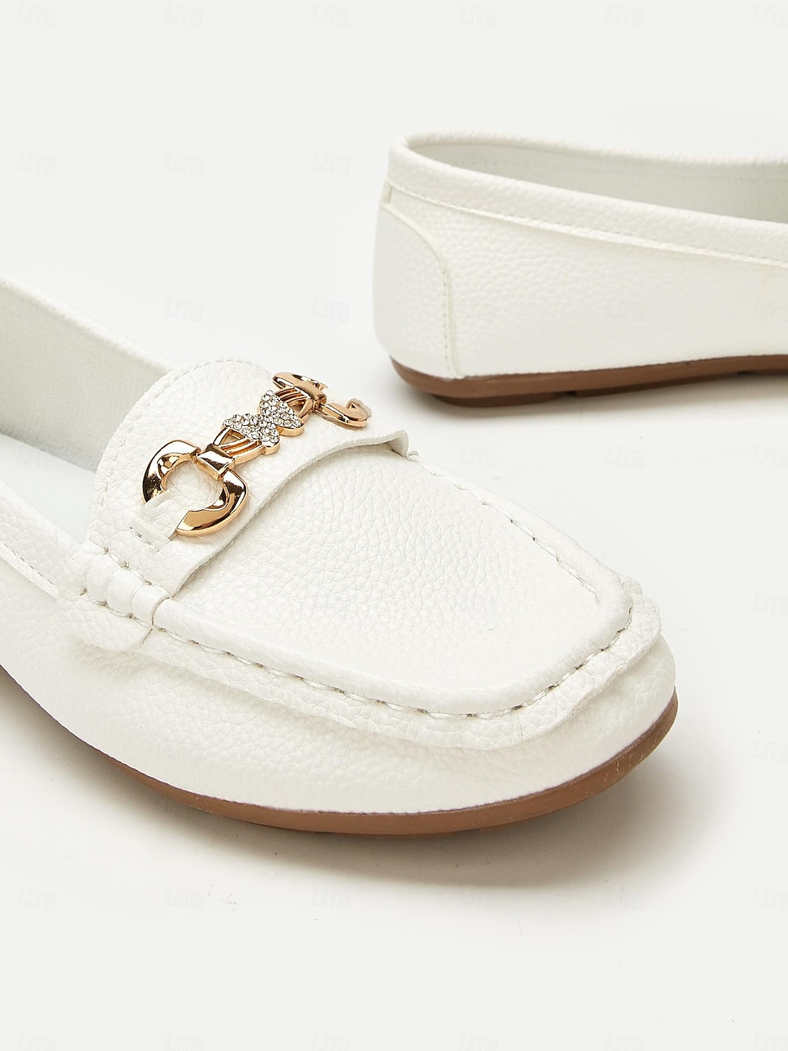 Damen Halbschuhe Klassische Loafer Outdoor B¨¹ro Täglich Strass Schnalle Flacher Absatz Runde Zehe Geschäftlich Brautkleider schlicht Komfort Kunstleder Halbschuhe Mandelfarben Schwarz Weiß 2025 - $19.99 –P2
