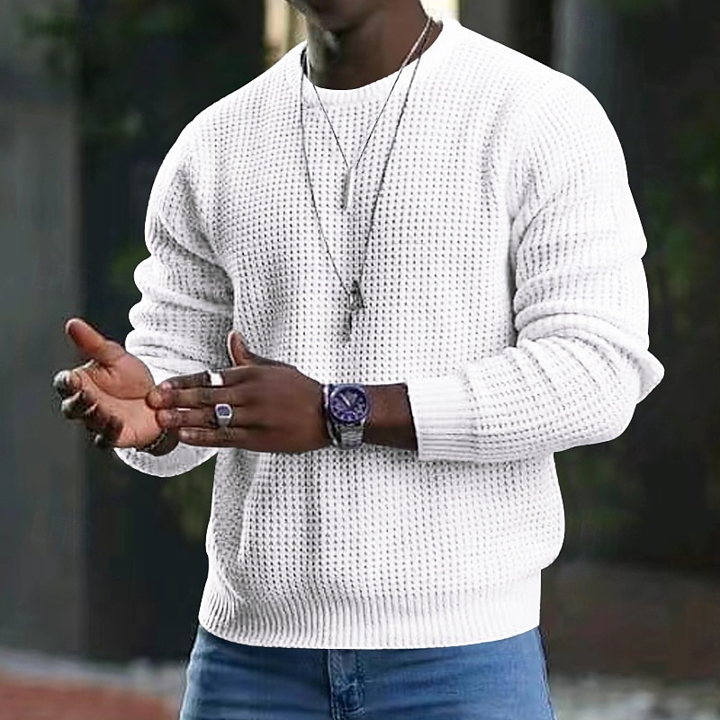 Men's T Shirt Tee Waffle Knit Tee Tee Top Long Sleeve Crew Neck Spring &  Fall Plain Fashion Designer Basic Vacation Street Going out Black White Royal Blue Top Tee for Men 2025 - $27.99 –P1