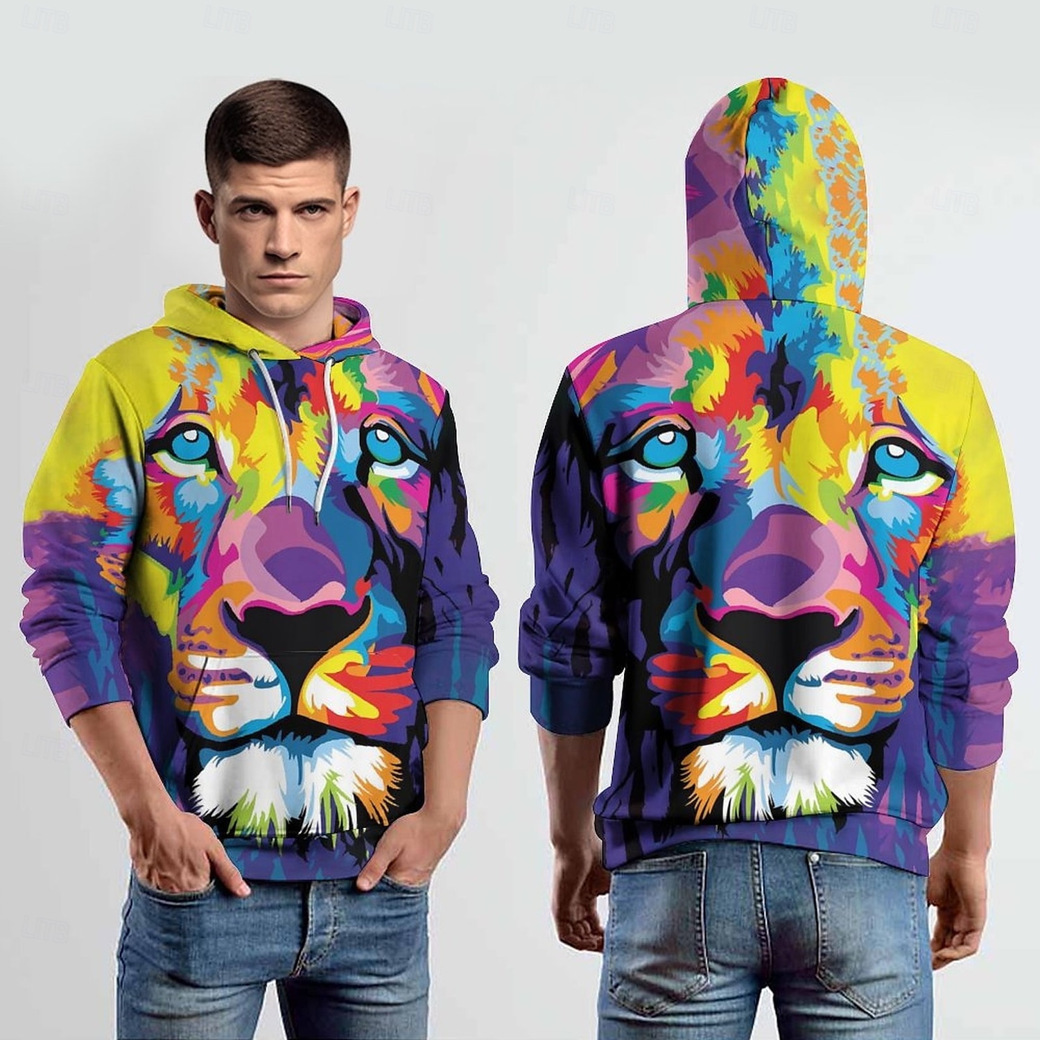 Homme Sweat à capuche Sweats à Capuche Sweat-shirt Sweat à capuche manche longue Sweat à capuche Capuche Mode 3D effet Vacances Vêtement de rue Jaune clair Imprimé Hiver Printemps & Automne Designer de 2025 ? $30.99 –P2