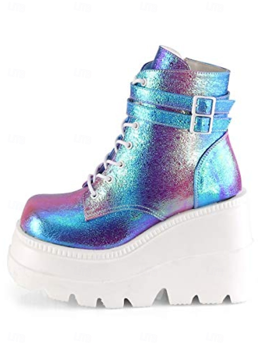 Holographic Platform Wedge Ankle Boots for Women - Trendy and Bold Footwear for Festivals and Parties 2025 - $59.99 –P2