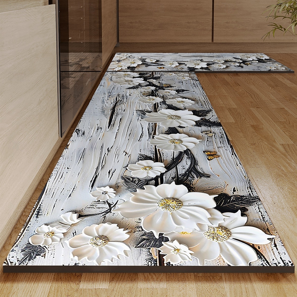 деревянный коврик для кухни с ромашковым узором, коврик для пола, нескользящий, маслянистый, коврик для гостиной, коврик для дома, для улицы, декор спальни, коврик для ванной, коврик для входа, 2025 - $15.99 –P2