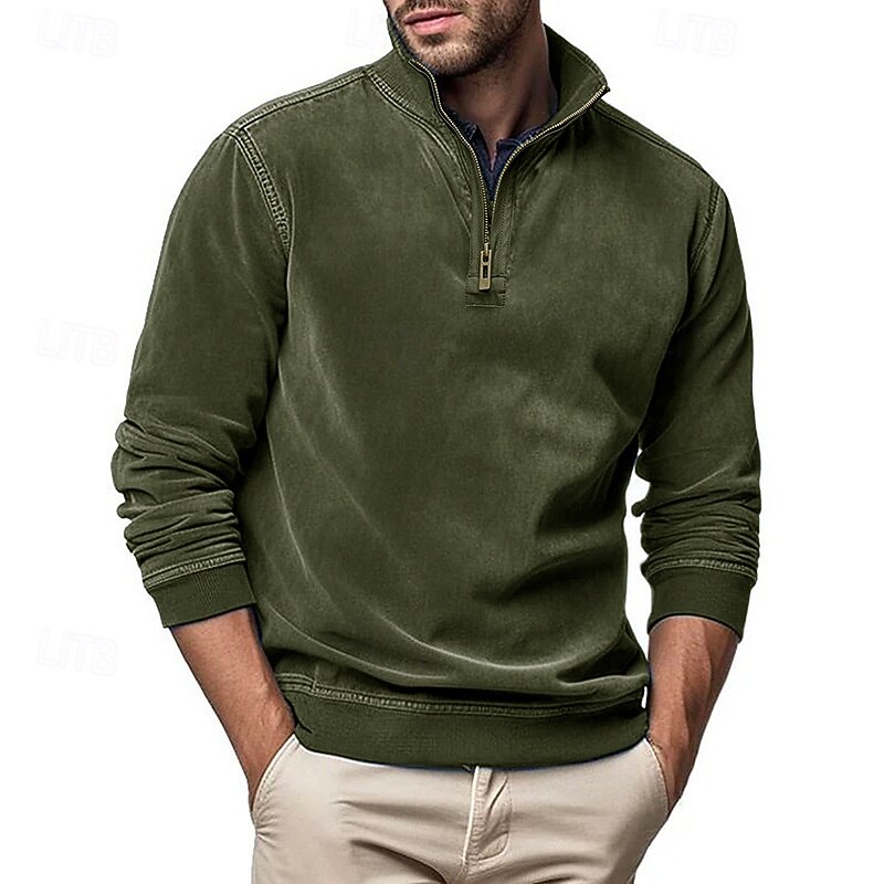 Men's Sweatshirt Quarter Zip Sweatshirt Black Army Green Royal Blue Brown Khaki Half Zip Plain Half Zip Sports & Outdoor Daily Holiday Polyester Streetwear Basic Casual Fall & Winter Clothing Apparel 2026 - $42.99 –P13
