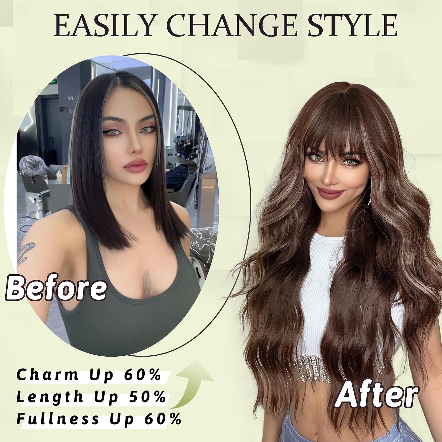 Long Wigs with Bangs for Women Curly Wavy Hair Wigs Heat Resistant Synthetic Fiber Wigs for Daily Party Use 2026 - $19.99 –P8