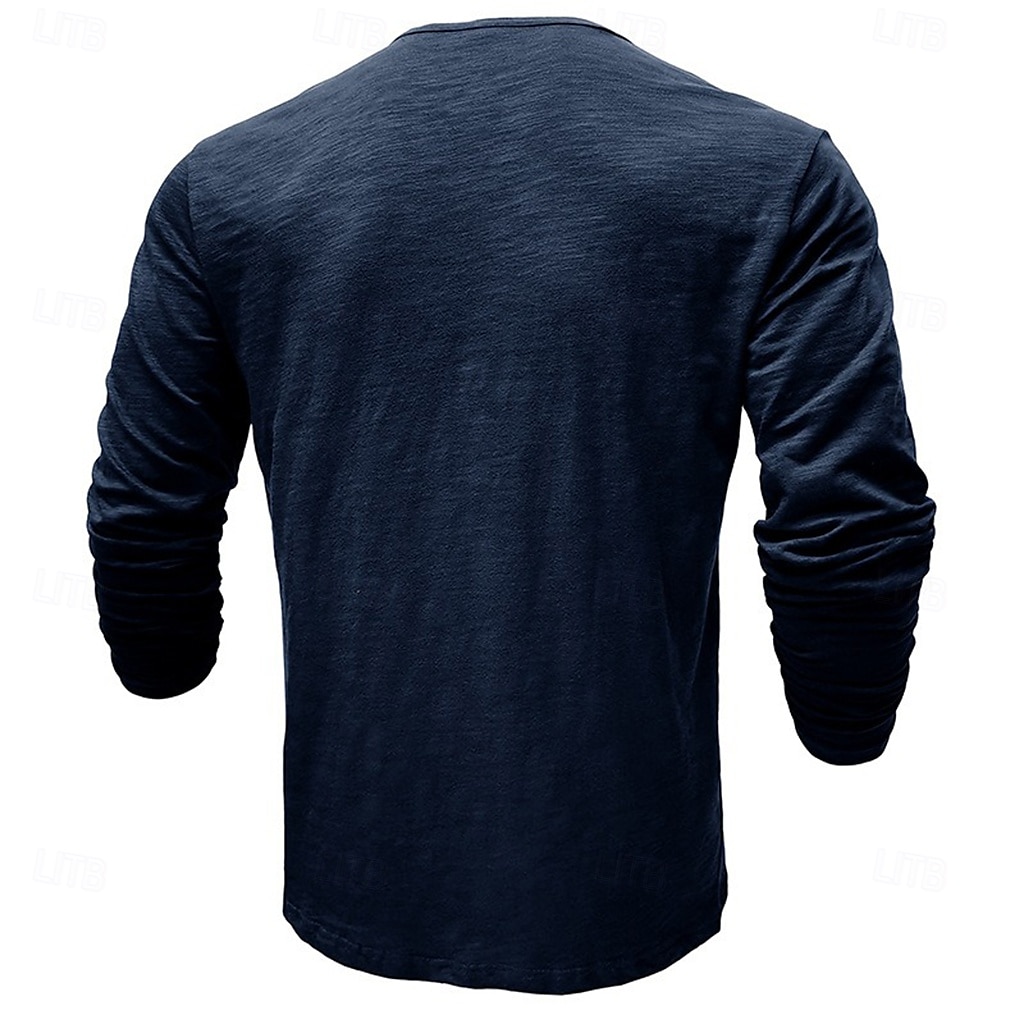 Bărbați Cămașă Henley Tee Top Tricou cu maneca lunga Manșon Lung Culoare solidă Modă Zilnic Nasturi Henley În aer liber Casual Vară Maro Închis Gri Închis Roșu Închis Tricou Henley 2025 - $23.99 –P3