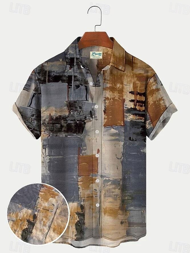 Herren Farbblock Westernhemd Knopfhemd Cowboy-Shirt Kurzarm Modisch Strassenmode Designer Outdoor Täglich Festtage Sommer Frühling Umlegekragen Bedruckt Button-Down Weiß Gelb Hellgrün Rosa Schwarz 2025 - $24.99 –P3