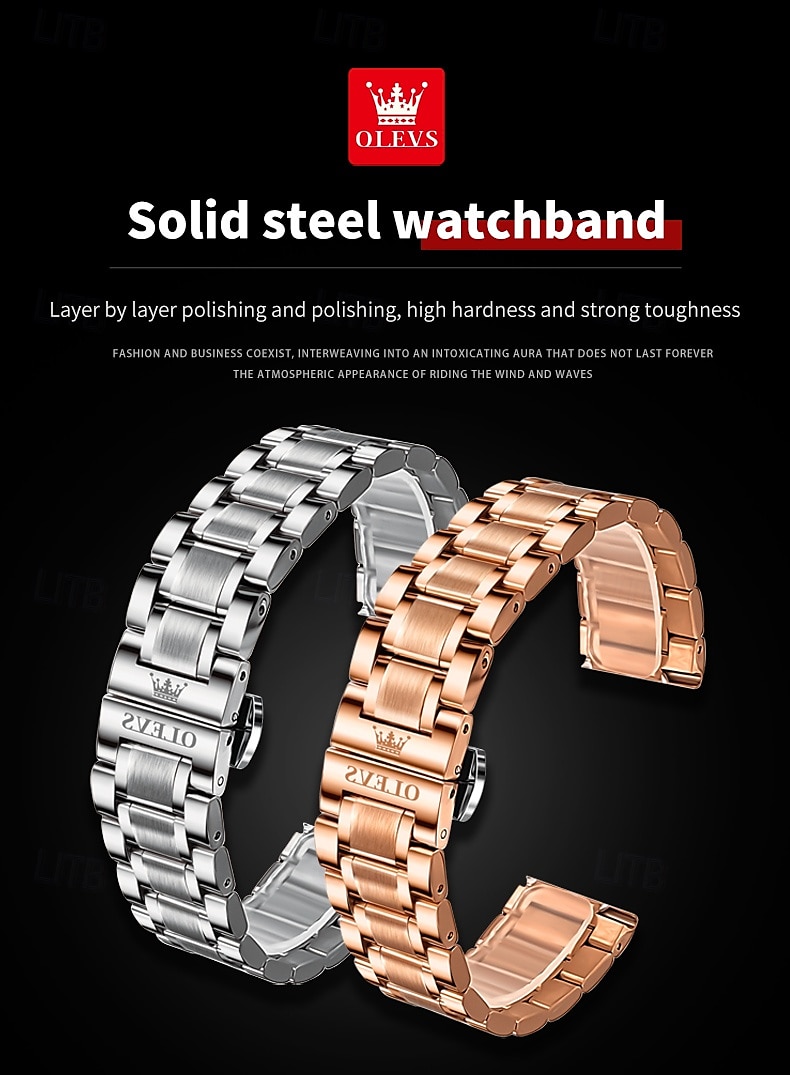OLEVS Men Mechanical Watch Fashion Business Wristwatch Automatic Self-winding Moon phase Luminous Perpetual Calendar Steel Leather Watch 2025 - $147.99 –P7