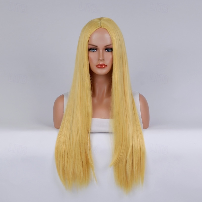 Parrucca del costume cosplay Liscio Parte di mezzo Parrucca Lungo Rosa chiaro Rosso bordeaux Oro pallido Oro latte giallo lino Capelli sintetici Per donna Biondo Rosa Rosso del 2025 a $14.99 –P4