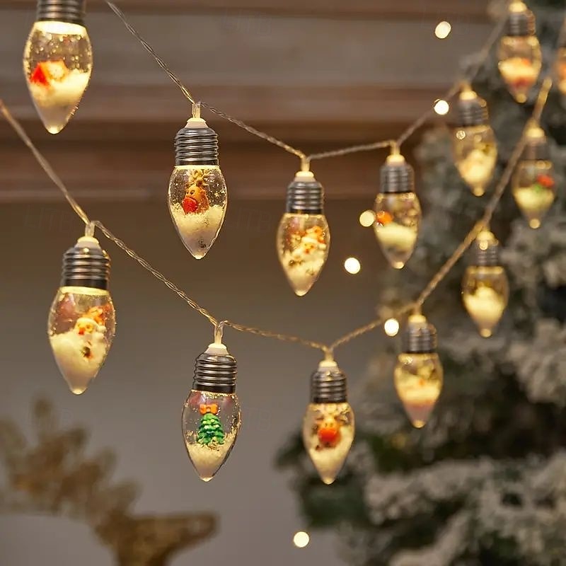 luci a forma di omino di pan di zenzero luci a forma di fata di Natale, luci a forma di lampadina per albero di Natale 1,5 m 10 led alimentati a batteria luci decorative per feste di Natale del 2025 a $12.99 –P10