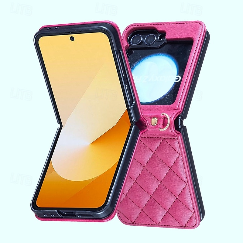 телефон Кейс для Назначение SSamsung Galaxy Z-флип 6 Z Flip 5 Z Flip 4 Z Flip 3 Кейс на заднюю панель с ремешком Защита от удара Ретро ТПУ Кожа PU 2025 - $18.99 –P3