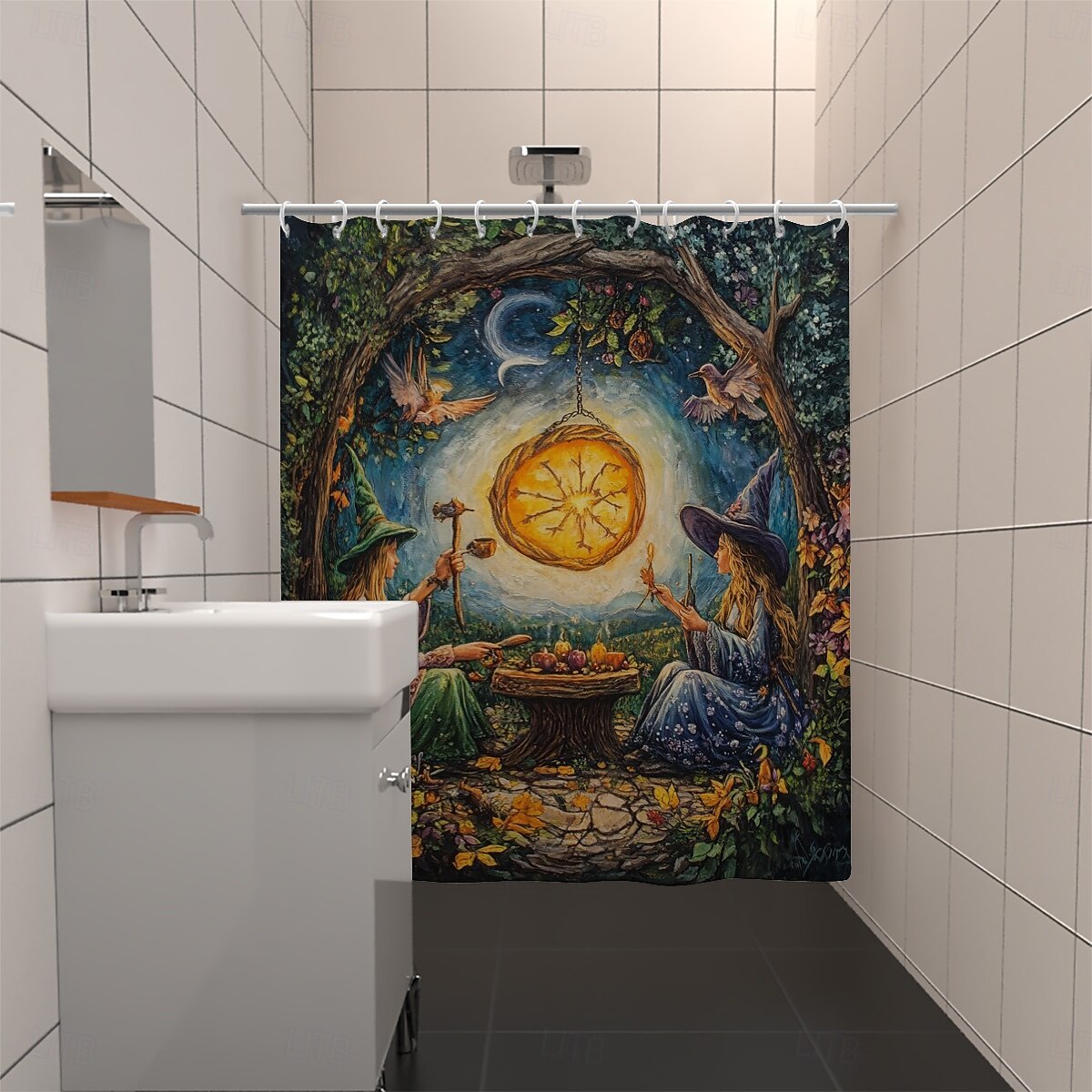 Halloween-Duschvorhang, moderner, maschinenwaschbarer, wasserdichter Polyesterstoff zur Badezimmerdekoration, Badewanne mit 12 Haken 2025 - $23.99 –P20