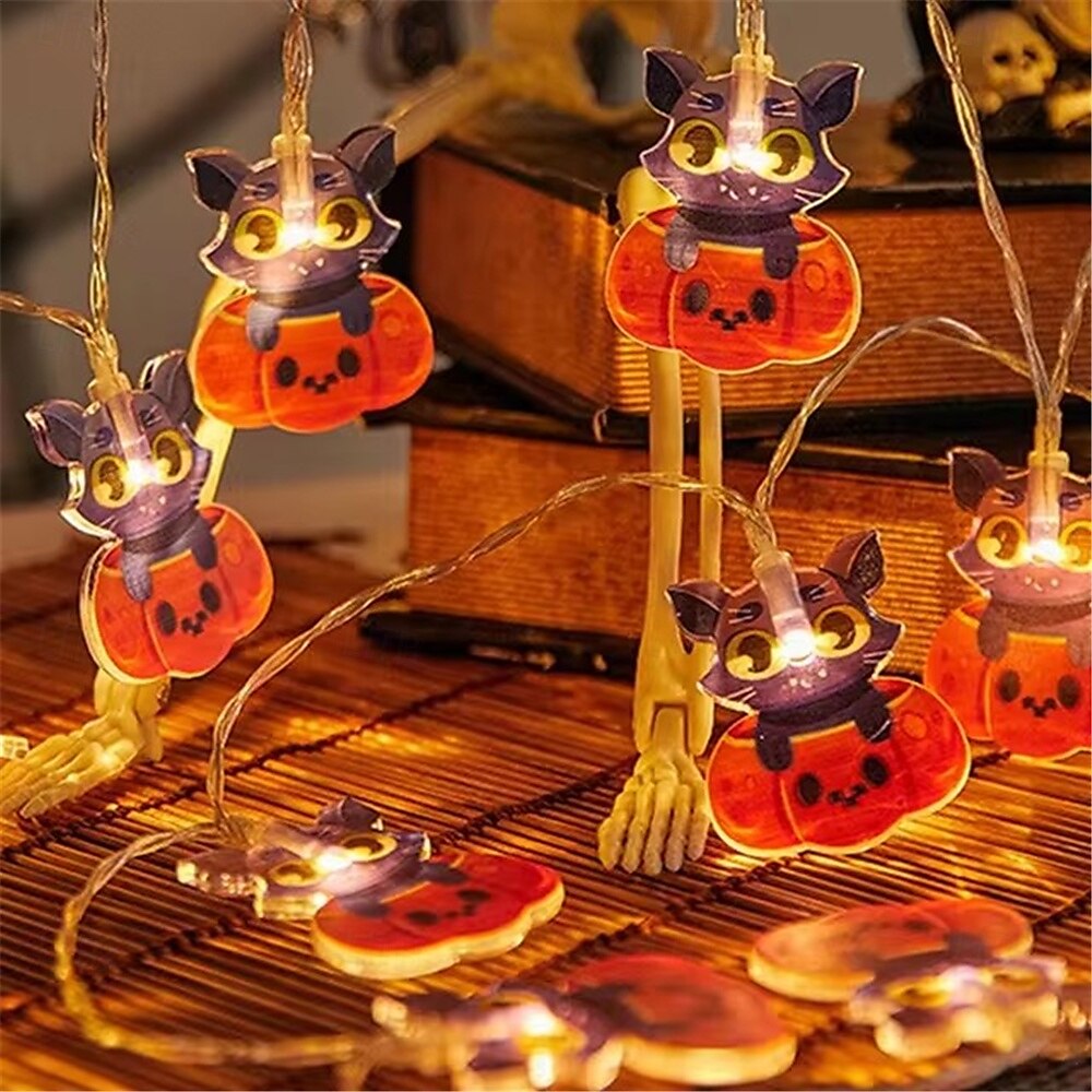 1,5m 10led halloween lanterne string spøkelse festival scene atmosfære dekorasjon lanterne string edderkoppnett flaggermus gresskar død gud festival dekorative lanterner 1stk 2025 - $11.49 –P4