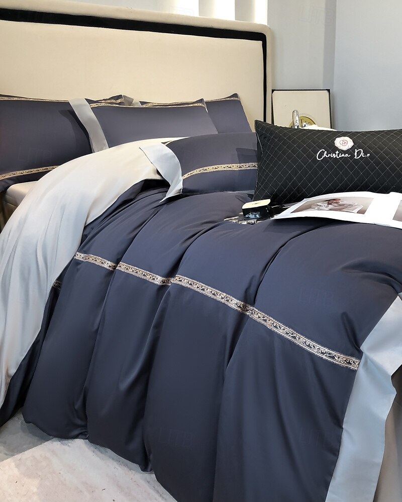 Conjunto de cama com capa de edredom de 4 peças, 100% algodão orgânico, tecido macio e respirável, inclui capa de edredom e fronhas para um sono confortável de 2025 por $150.99 –P8