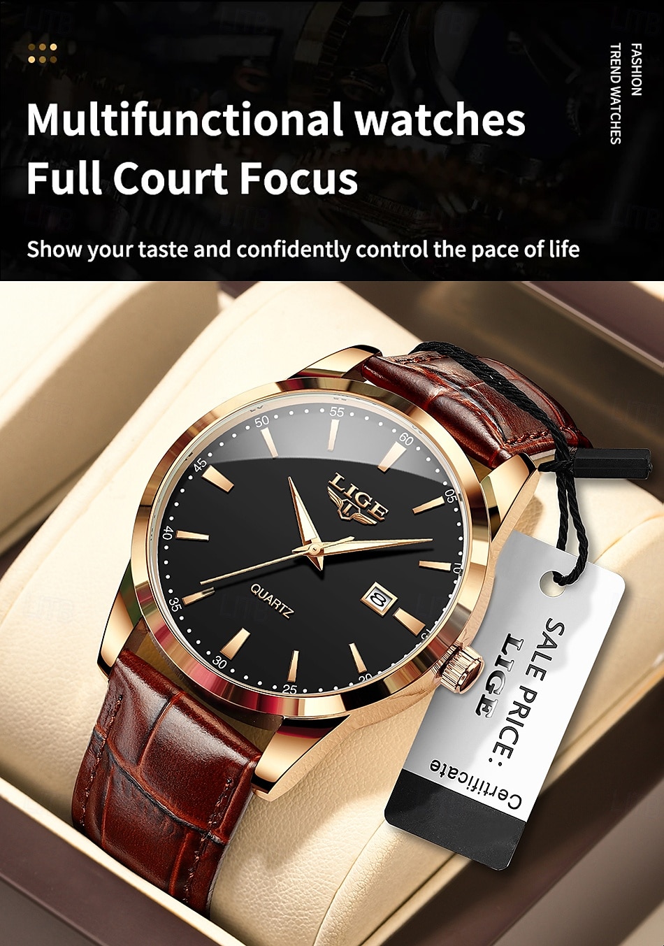 LIGE Heren Quartz Horloge Zakelijke Datum Waterdichte Leren Strap Horloge 2025 - $20.99 –P7