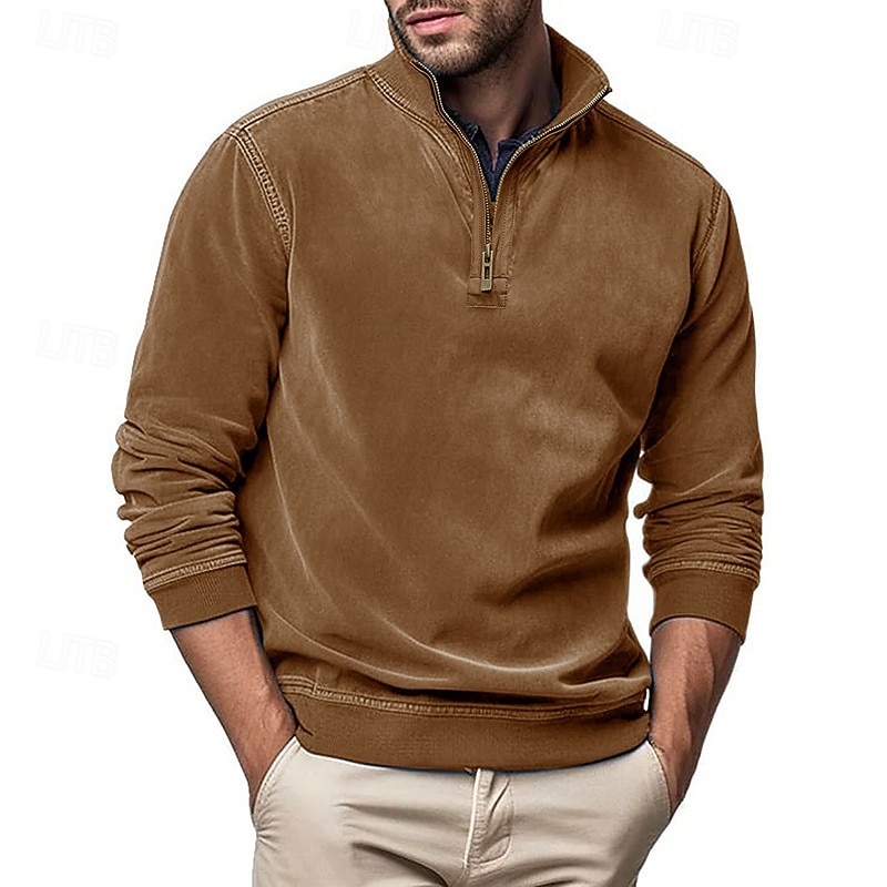 Men's Sweatshirt Quarter Zip Sweatshirt Black Army Green Royal Blue Brown Khaki Half Zip Plain Half Zip Sports & Outdoor Daily Holiday Polyester Streetwear Basic Casual Fall & Winter Clothing Apparel 2026 - $42.99 –P16