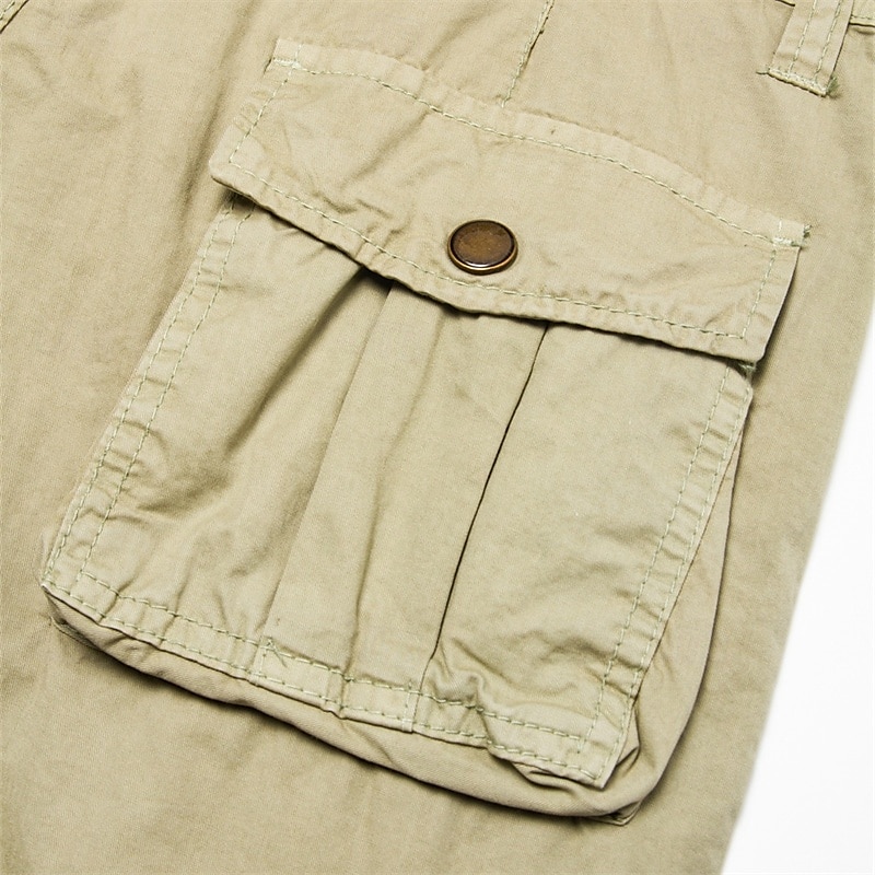 Men's Cargo Shorts Bermuda shorts Work Shorts Hiking Shorts Leg Drawstring Multi Pocket 6 Pocket Plain Knee Length Sports Outdoor Going out Streetwear Classic Black Red 2025 - $36.99 –P5