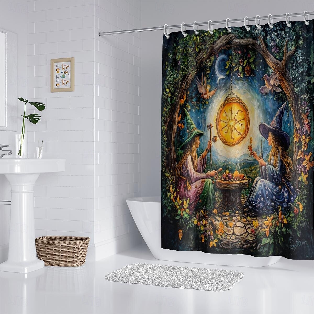 Halloween-Duschvorhang, moderner, maschinenwaschbarer, wasserdichter Polyesterstoff zur Badezimmerdekoration, Badewanne mit 12 Haken 2025 - $23.99 –P14