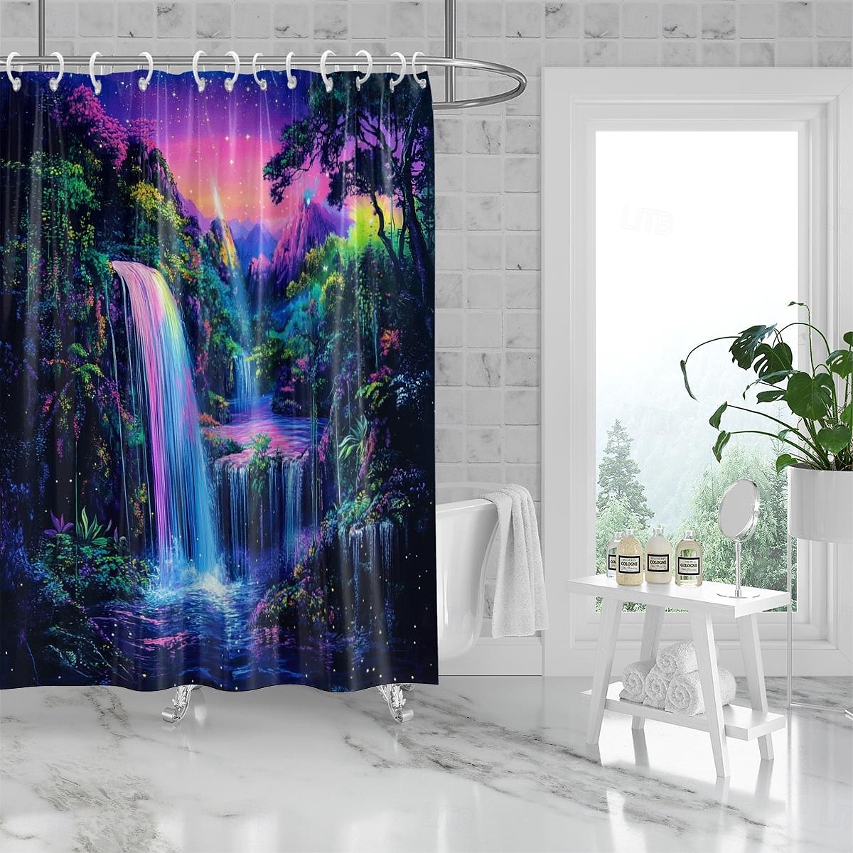 Shower Curtain with Hooks 180cm*180cm(70"*70") Polyester Washable Waterproof Forest Waterfall Pattern Bathroom Bathtub Decor 2025 - $19.99 –P8