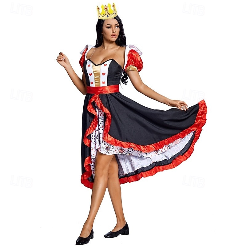 Alice in Wonderland Pohádka srdcová královna Červená královna Jed Halloween skupinové rodinné kostýmy Dětské Dospělé Dámské Dívčí Sexy kostým Výkon Večírek předvečer Všech svatých Karneval Plesov 2025 - $45.99 –P10