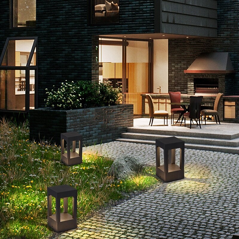 LED Outdoor Post Lights Warm White 20cm 1-Light Vintage Patio Aisle Lawn Column Lamp Villa Pillar Light Balcony Post Lantern Metal Garden Pedestal Lamp 110-240V 2026 - $107.99 –P4