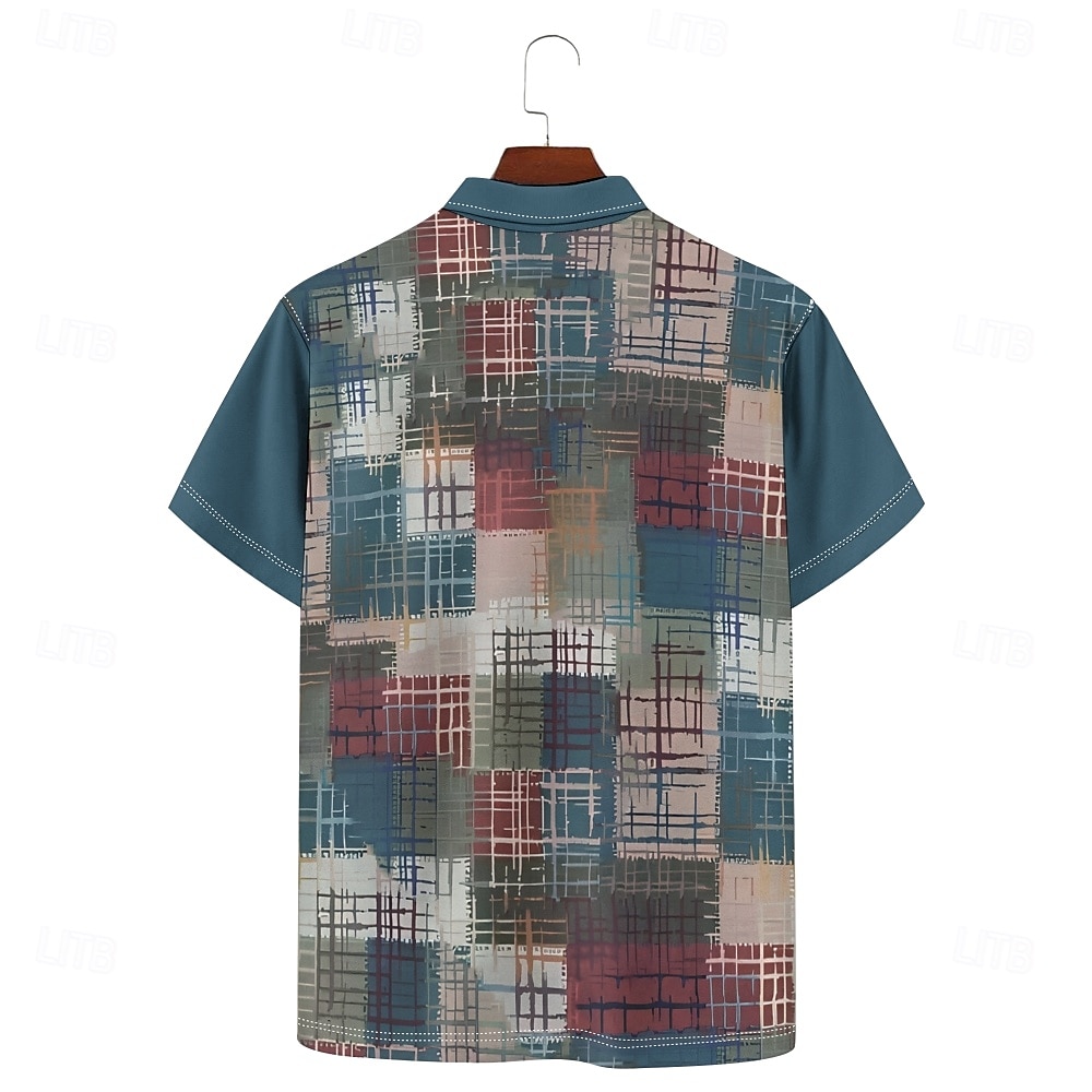 Homme Géométrique Polo Manche Courte Polos Col ancien Occasionnel Fête Tenue quotidienne Boutons Impression 3D Printemps & Été Marron de 2025 ? $22.99 –P3