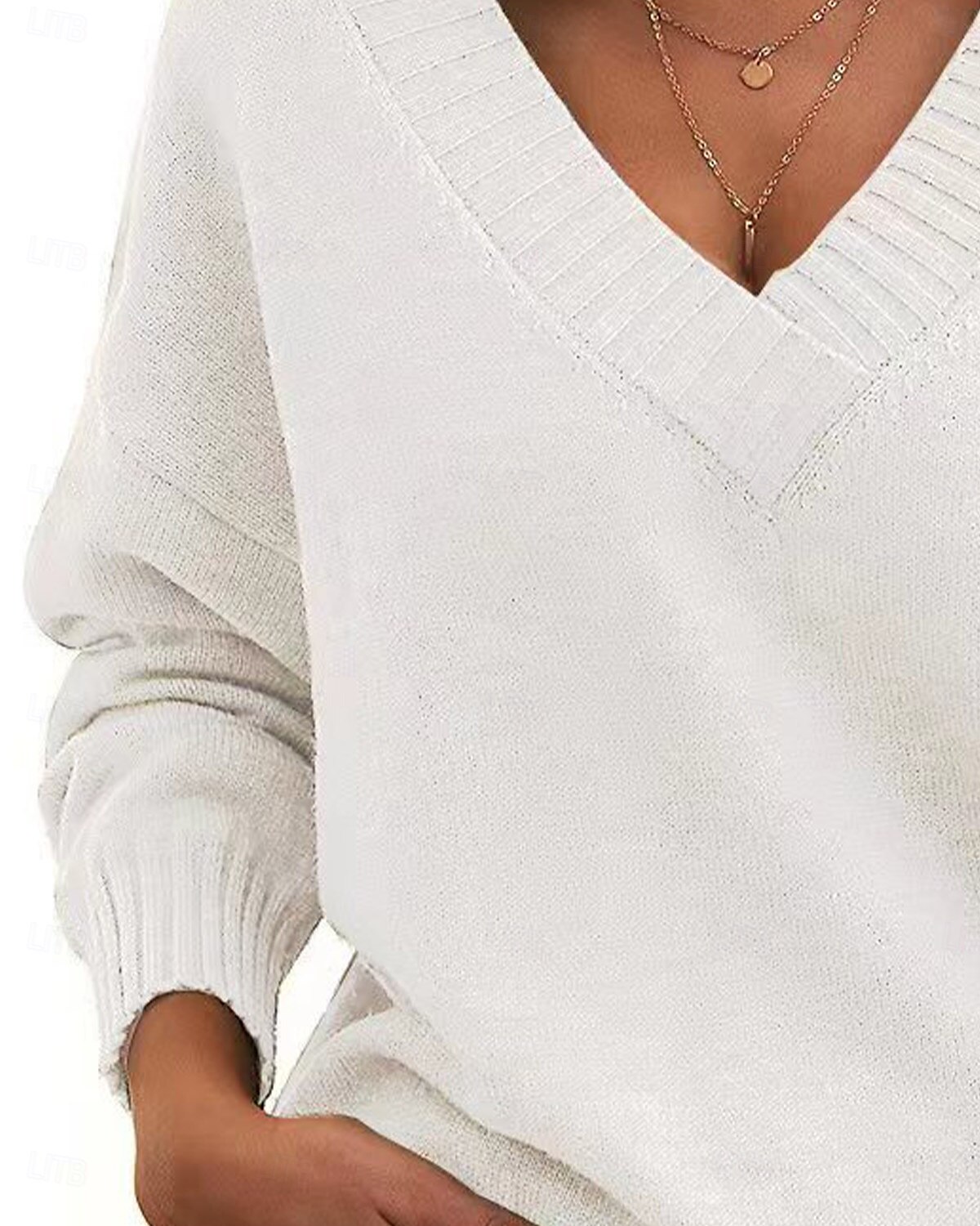 Femme Pull Chandail Pull décontracté Mode Vêtement de rue mode Couleur unie Col V Col en V manche longue Hauts réguliers Tricoter Travail Noir Blanche Automne Hiver de 2025 ? $45.99 –P3