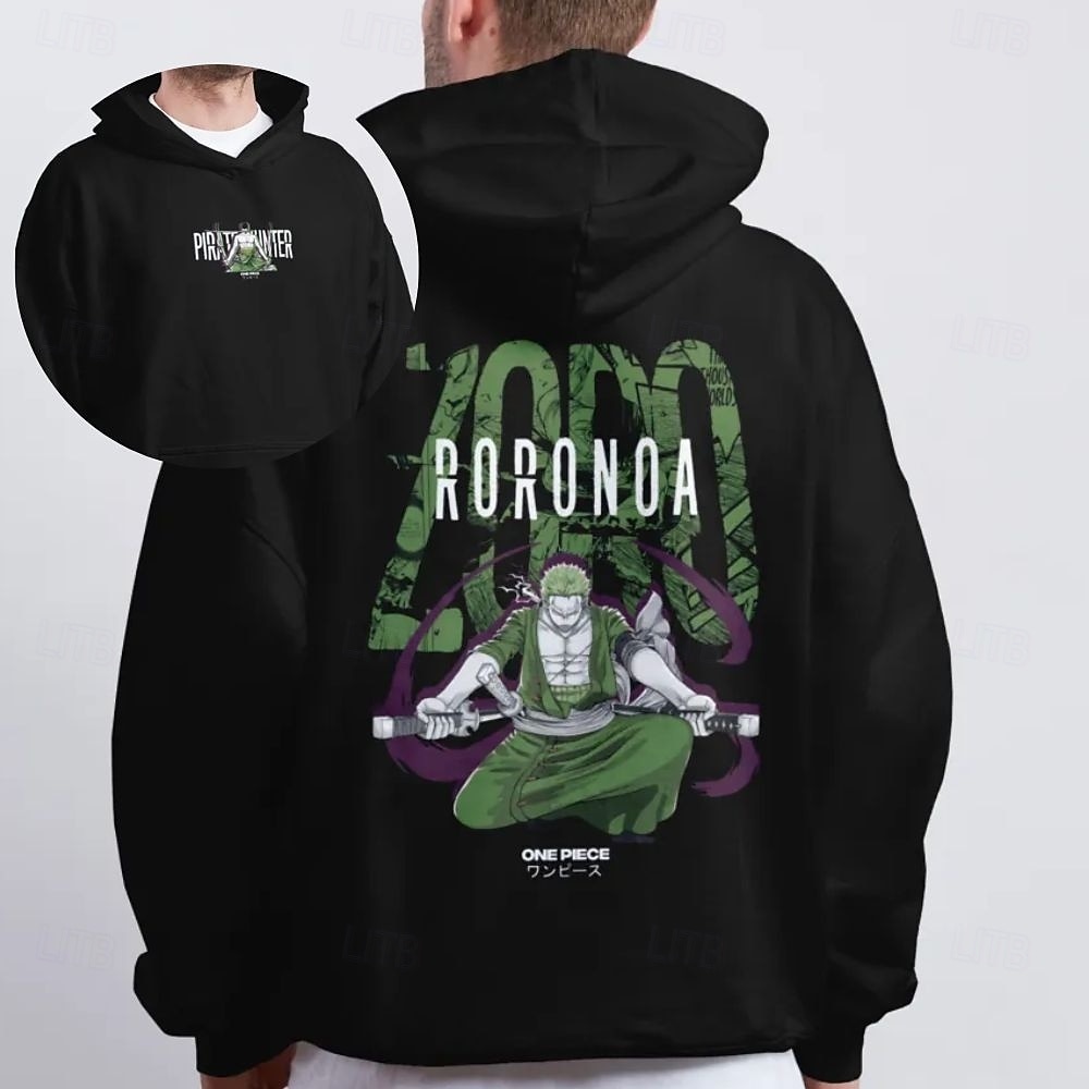 One Piece Roronoa Zoro Hattetrøje Pullover Trykt mønster Graphic Til Par Herre Dame Voksne Maskerade Varmstempling Fest Fritid / hverdag 2025 - $29.99 –P1