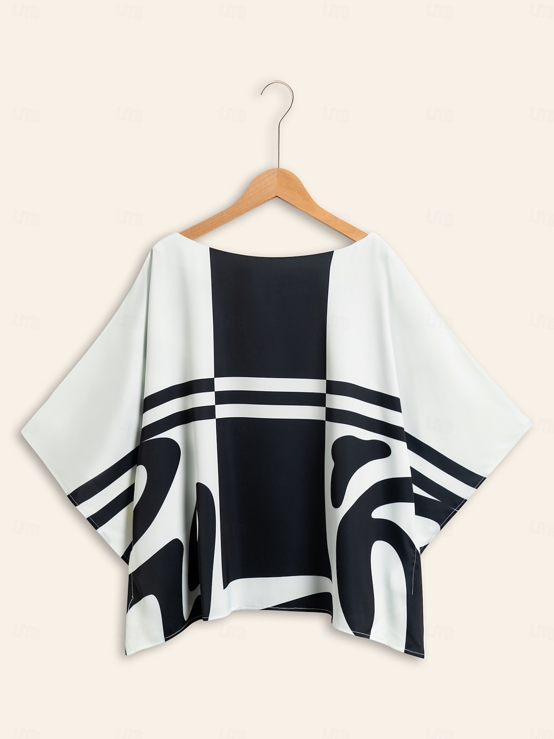 camicia in raso di seta manica ungherese camicetta grafica fluida del 2025 a $51.99 –P8