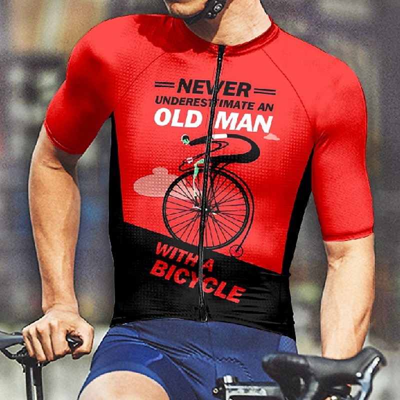 Men's Cycling Jersey Letter & Number Short Sleeve Bike Tee Tshirt Jersey with 3 Rear Pockets Mountain Bike MTB Quick Dry Anatomic Design Wicking Breathable Sports Pink Red Green Clothing Apparel 2026 - $30.99 –P15