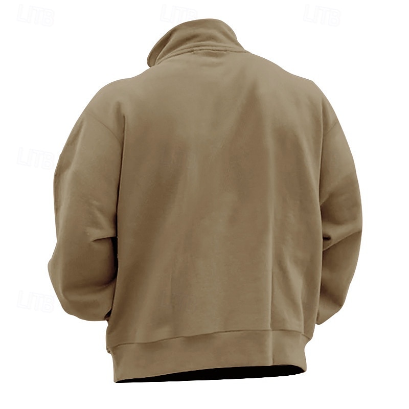 Men's Sweatshirt Polar Fleece Quarter Zip Sweatshirt Apricot Black White Wine Red Half Zip Plain Sports & Outdoor Daily Holiday Streetwear Basic Casual Fall & Winter Clothing Apparel Hoodies 2025 - $28.99 –P13