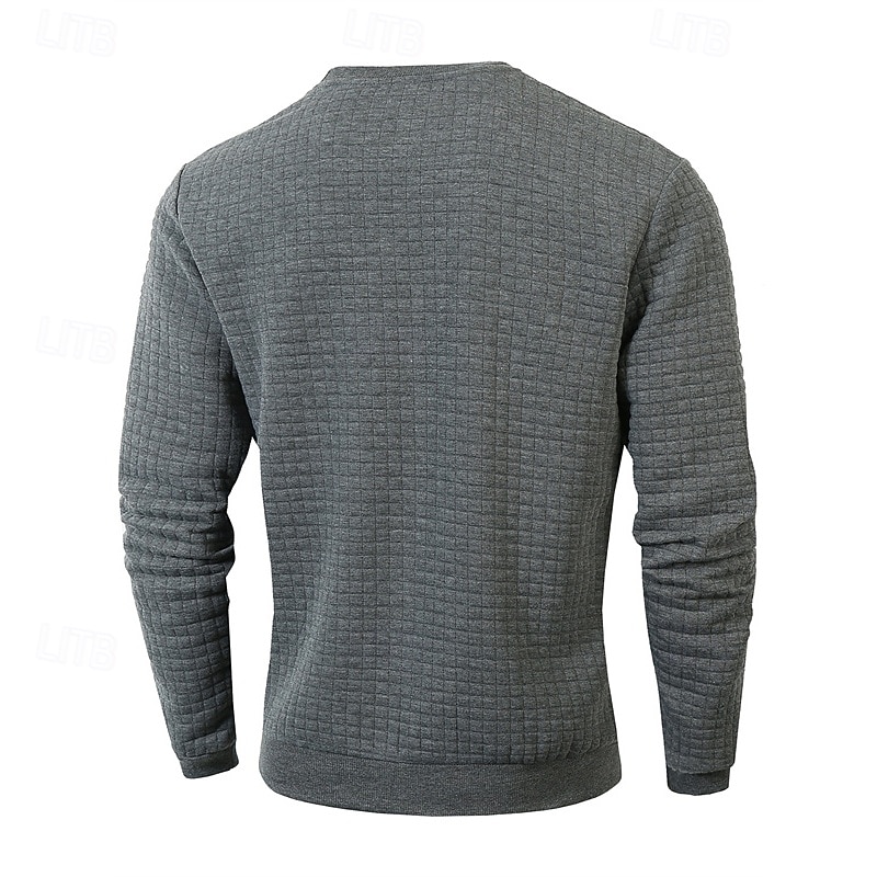Bărbați Hanorca Hanorac Waffle Negru Alb Verde Militar Kaki Gri Închis Stil Nautic Simplu Striat Texturat Textură tricotată Sporturi & Exterior Zilnic Concediu Poliester Șic Stradă De Bază Casual 2026 - $18.99 –P19