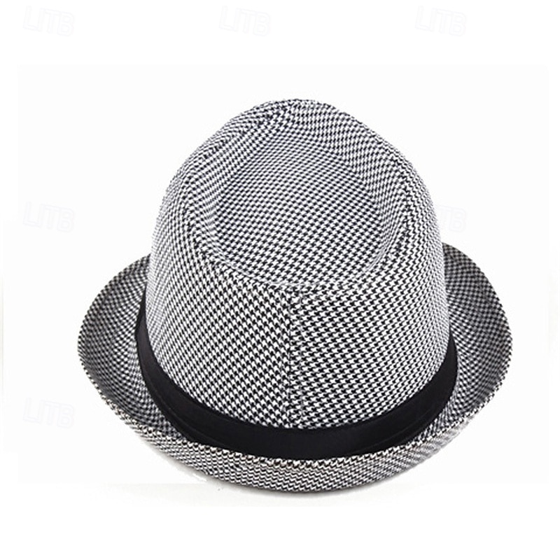 Homme Chapeau du Kentucky Derby Chapeau de Soleil Chapeau à bord sauvage Haut-de-forme Noir Jaune Polyester Mode Occasionnel Rue Quotidien Pied-de-poule Respirant de 2025 ? $7.99 –P9