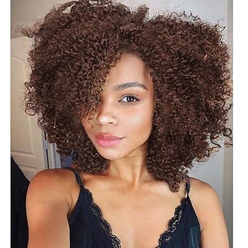 parrucche corte ricce crespe parrucca afro riccia con parte laterale per donne nere parrucche sintetiche afroamericane twist out del 2025 a $20.99 –P1