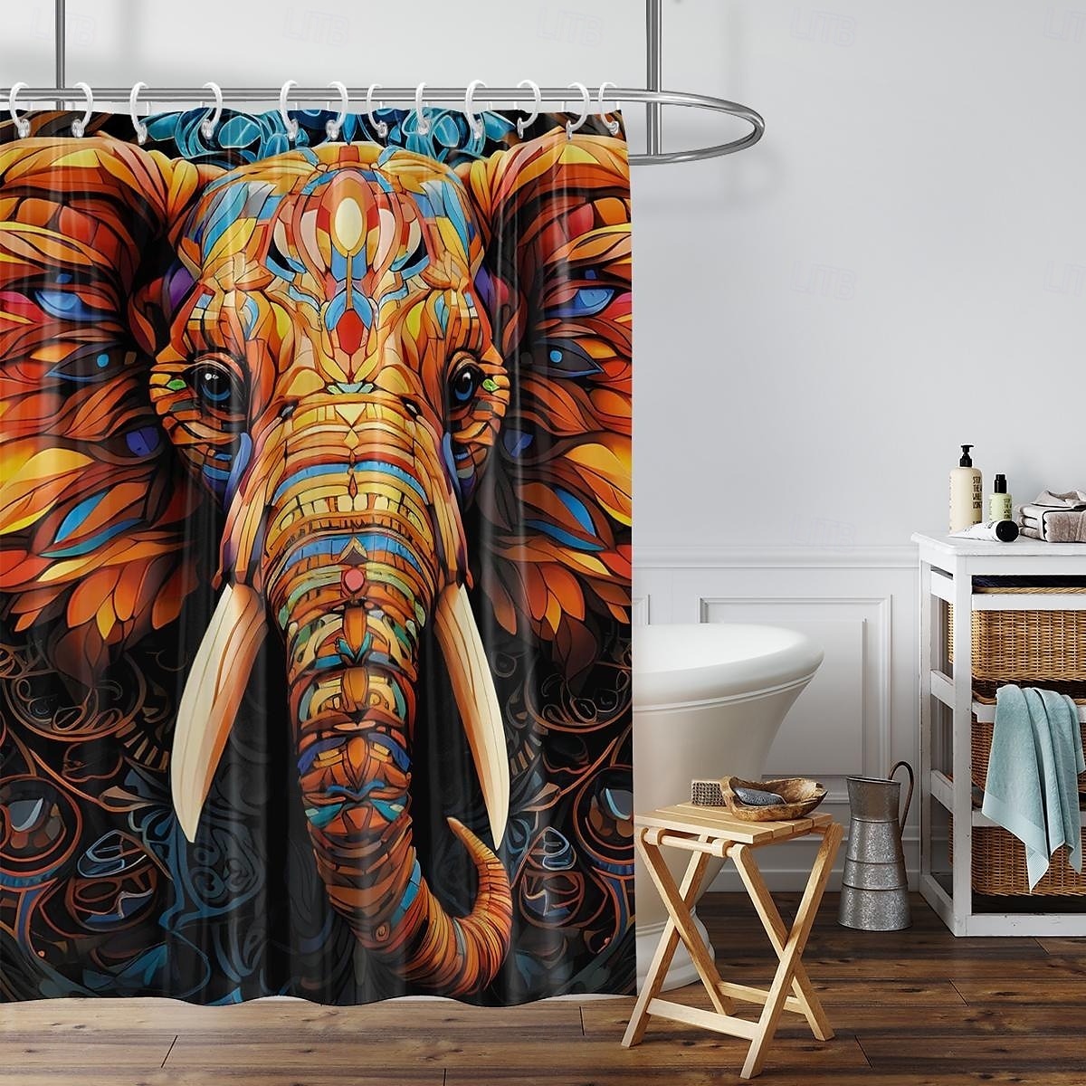Zasłona prysznicowa z haczykami 180cm*180cm (70"*70") z poliesteru zmywalna wodoodporna z wzorem do dekoracji łazienki z motywem zwierząt i kwiatów 2025 - $19.99 –P4