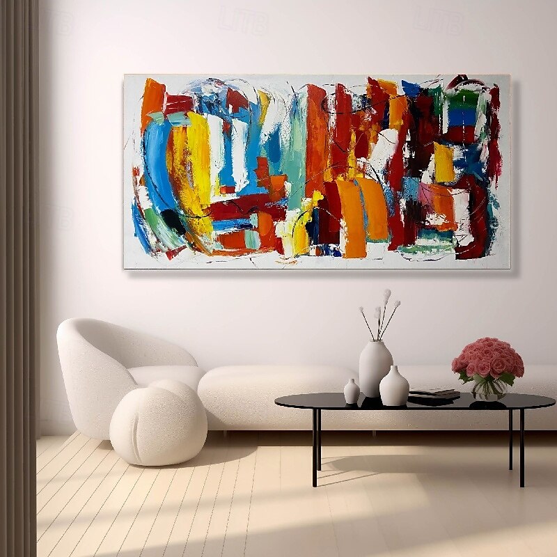 handgemalte abstrakte farbenfrohe Gemälde auf Leinwand handgemachtes farbenfrohes strukturiertes Acrylgemälde Wandkunst handgemaltes Kunstwerk Folienölgemälde für Wohnzimmer Büro Wanddekoration 2025 - $125.99 –P5