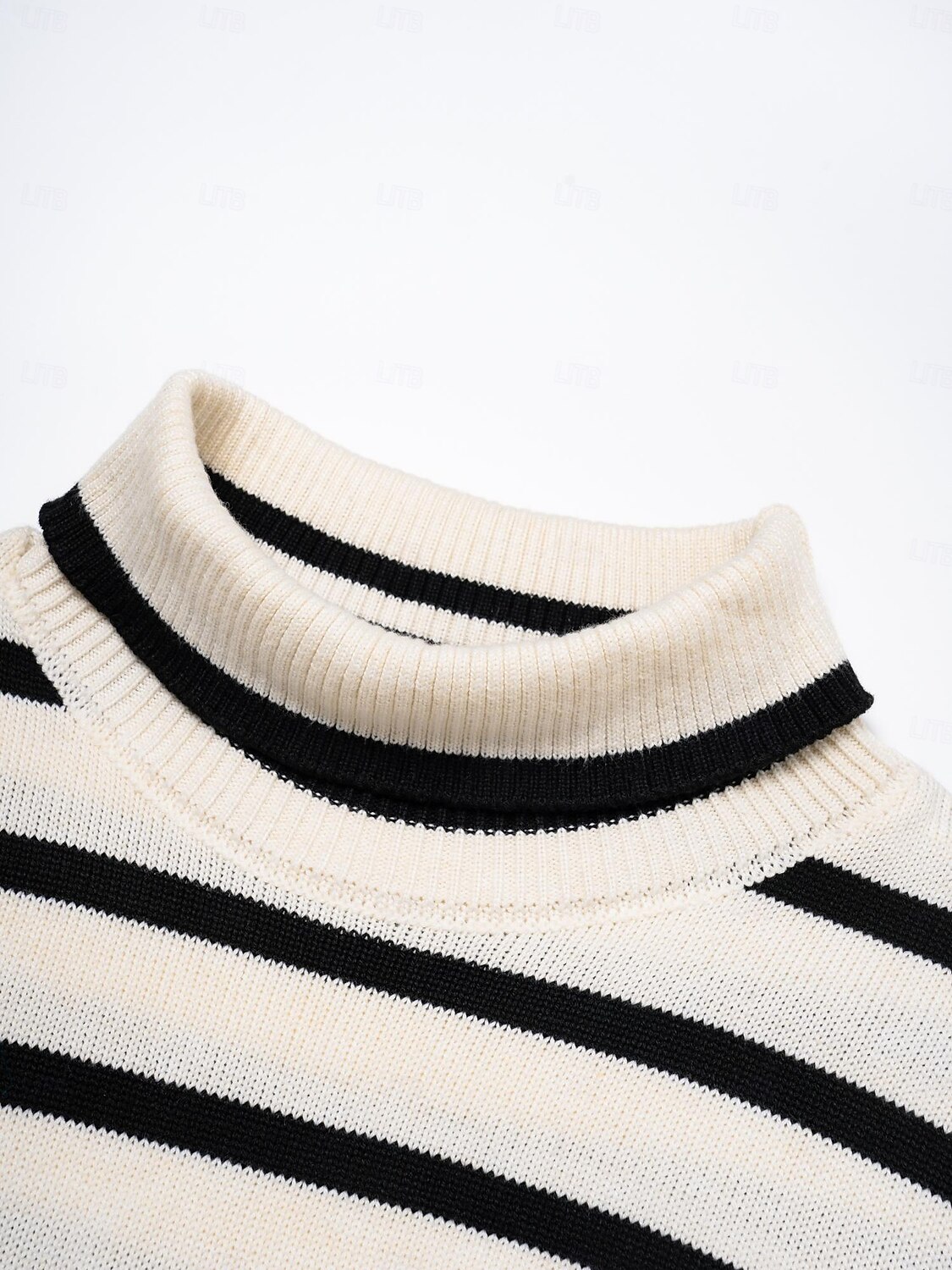 Per donna Felpa A collo alto A coste Maglia Misto lana A campana Autunno inverno Casual / quotidiano Casual quotidiano Manica lunga Banda Bianco S M L del 2025 a $54.99 –P11