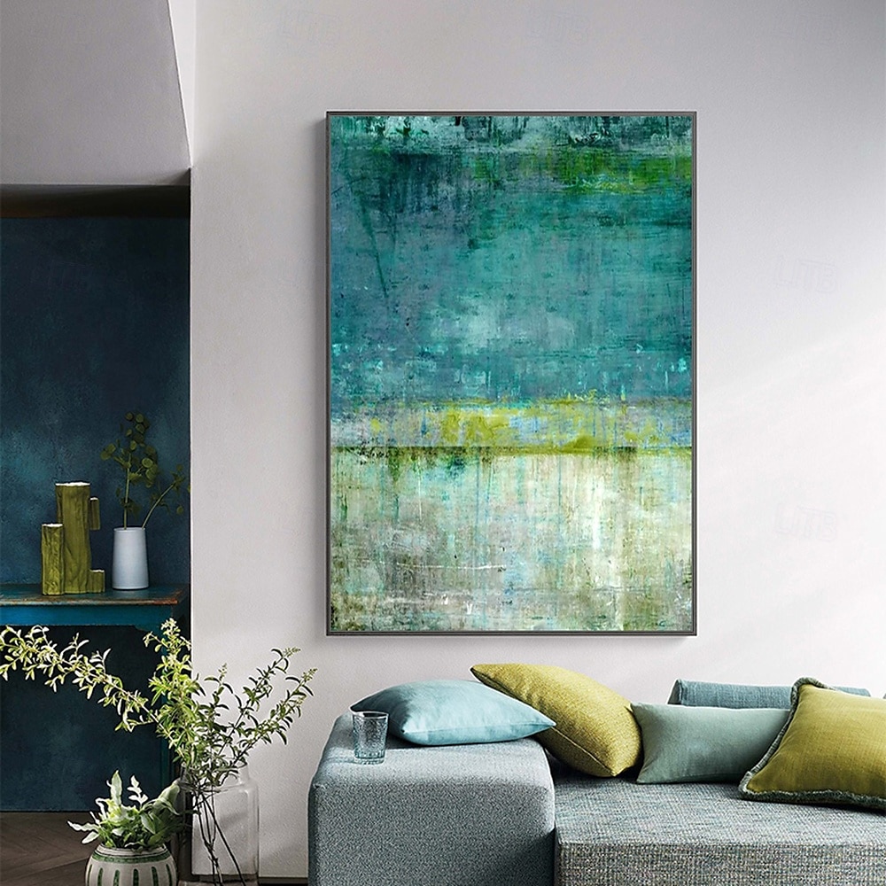 Mintura handgefertigte grüne abstrakte Ölgemälde auf Leinwand, moderne Wandkunst, Raumdekoration, Bild für die Inneneinrichtung, gerolltes, rahmenloses, ungedehntes Gemälde 2025 - $61.99 –P2