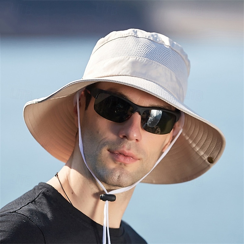 Voor heren Zomerhoed Zonnehoed Hoed met wilde rand Zwart Wijn Polyesteri Lapwerk Modieus Casual Buiten Dagelijks Vissen Kleurenblok Zonbescherming Ademend 2025 - $11.49 –P3