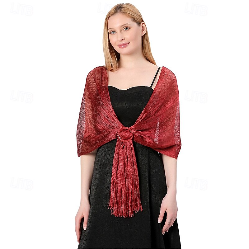châle en soie or et argent avec boucle, groupe de mariée et demoiselle d'honneur, soirée dansante, robe de mariée, robe de soirée, châle pour femme de 2025 ? $22.99 –P24