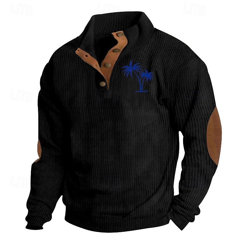 Herren Sweatshirt Pullover Sweatshirt mit Viertelreißverschluss Schwarz Weiß Marineblau Grün Troyer Halber Reißverschluss Farbblock Baum Sport & Natur Täglich Festtage Kord Strassenmode Basic 2025 - $30.99 –P13
