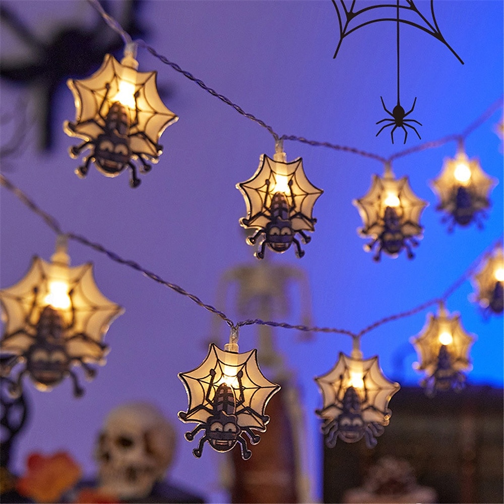 1,5m 10led halloween lanterne string spøkelse festival scene atmosfære dekorasjon lanterne string edderkoppnett flaggermus gresskar død gud festival dekorative lanterner 1stk 2025 - $11.49 –P5